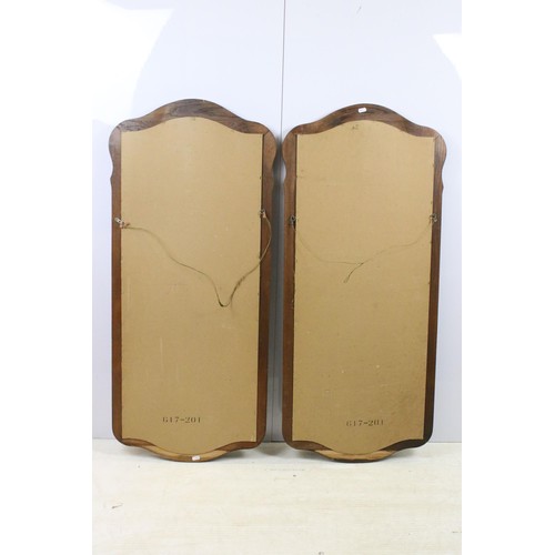 549 - Pair of large oak surround mirrors, H 118cm