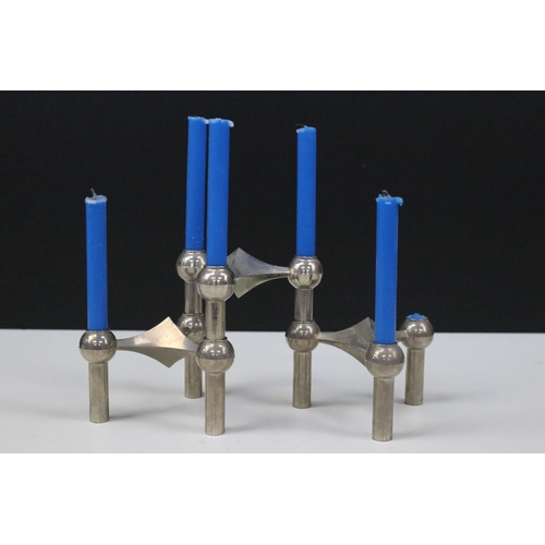 159 - Mid 20th century set of three modular stackable candle holders