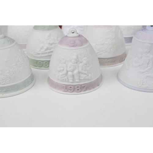 41 - Fourteen Lladro bells, to include two boxed examples, 1999 Christmas Bell and 2000 Christmas bell (1... 