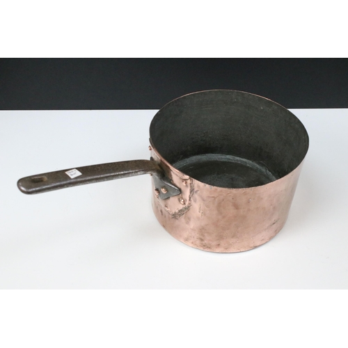 428A - Five 19th century heavy copper cooking pots