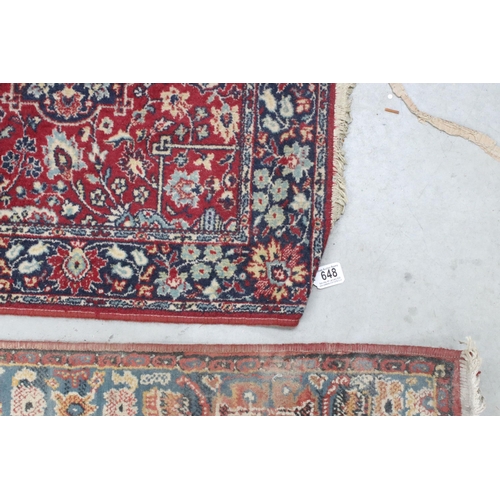 648 - Tabris Super red ground rug, with two central medallions within borders, 139 x 70cm and a red ground... 