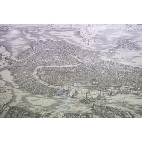 479 - City plan of Venice, Venetie MD, edizioni ezio tedeschi mestre, print, 58 x 102.5cm, framed and glaz... 