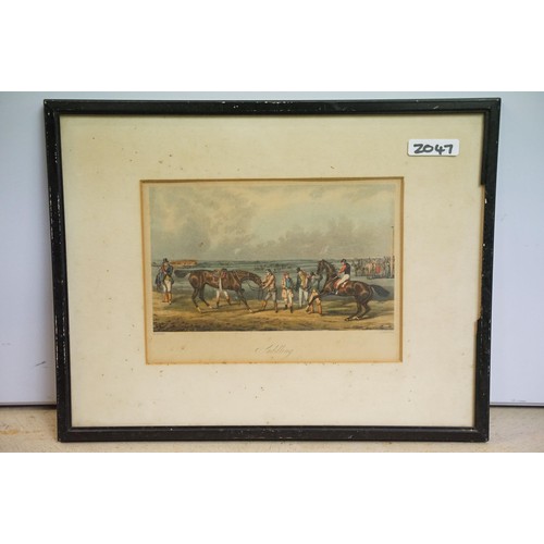 530 - J. Harris after Henry Alken, a set of four: horse racing scenes, comprising: The Struggle, Saddling,... 