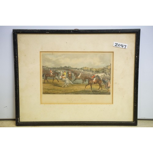 530 - J. Harris after Henry Alken, a set of four: horse racing scenes, comprising: The Struggle, Saddling,... 