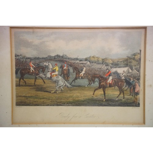 530 - J. Harris after Henry Alken, a set of four: horse racing scenes, comprising: The Struggle, Saddling,... 