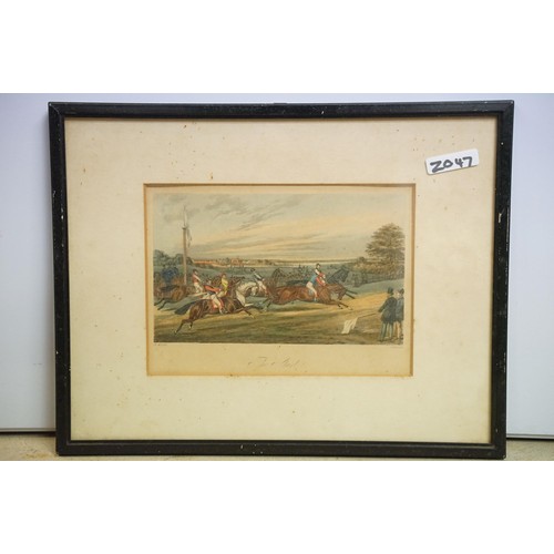 530 - J. Harris after Henry Alken, a set of four: horse racing scenes, comprising: The Struggle, Saddling,... 