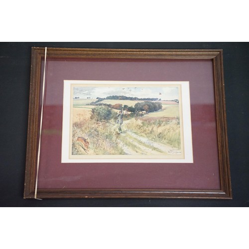 535 - Collection of watercolours and prints by various artists, all framed and glazed (1 box)