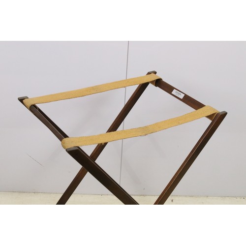 611 - The Hay Galleries mahogany butler's tray on folding stand, with maker's label, 78cm high x 61cm wide... 