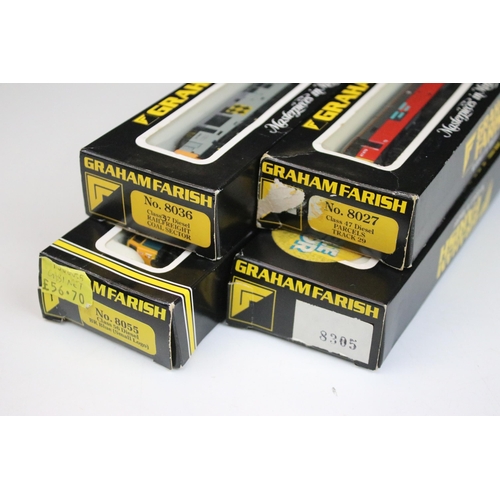 23 - Four boxed Graham Farish N gauge locomotives to include 8036 Class 37 Diesel Railfreight Coal Sector... 