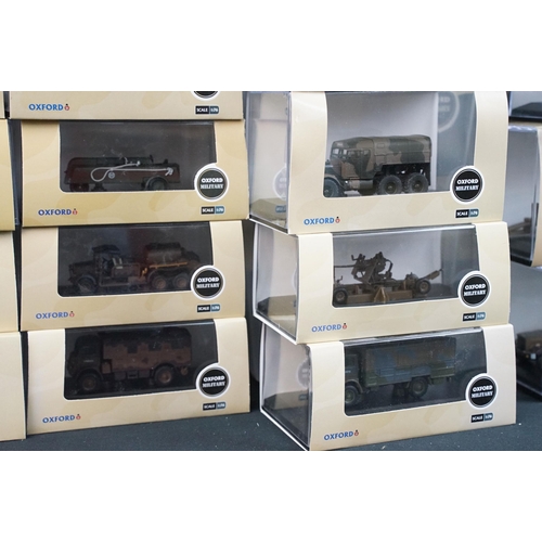 102 - 95 Boxed / cased 1/76 Oxford Diecast Military diecast models, all ex (two boxes)
