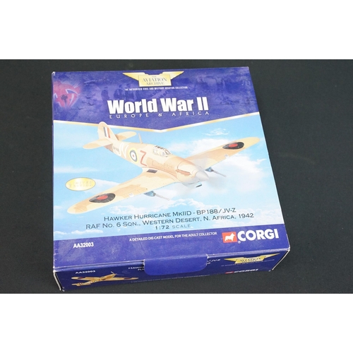103 - Eight boxed Corgi Aviation Archive diecast models to include 6 x 1/72 (World War II Europe & Africa ... 