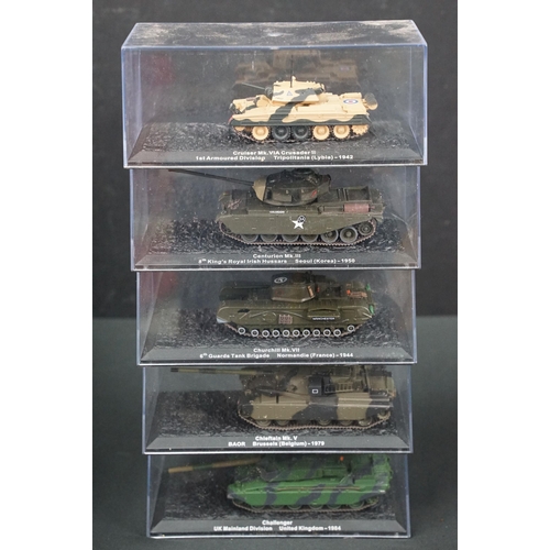 134 - 43 Boxed military diecast models to include 37 x cased tanks, 2 x Edison Giocattoli, 1 x Easy Model,... 