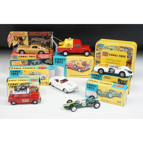 68 - Six boxed Corgi Model Club diecast models to include 261 James Bond Aston Martin DB5, 339 1967 Monte... 