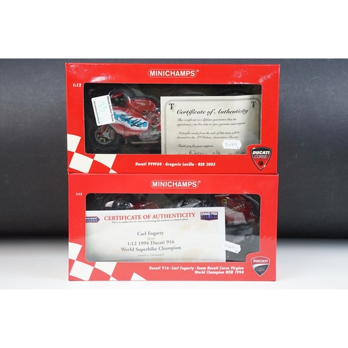 73 - Autograph - Two boxed Paul's Model Art Minichamps 1/12 diecast model bikes to include 122 941202 Duc... 