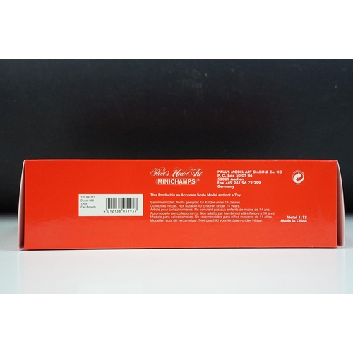 74 - Autograph - Boxed Paul's Model Arts Minichamps 1/12 World Champion 122 991211 Ducati 996 1999 Carl F... 