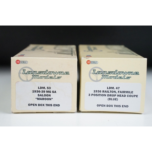 76 - Two boxed 1/43 Lansdowne Models white metal models to include LDM 53 1936-39 MG SA Saloon maroon and... 