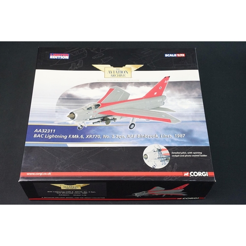 81 - Five boxed 1/72 Corgi Aviation Archive diecast models to include AA32311 BAC Lightning F.Mk 6 XR770 ... 