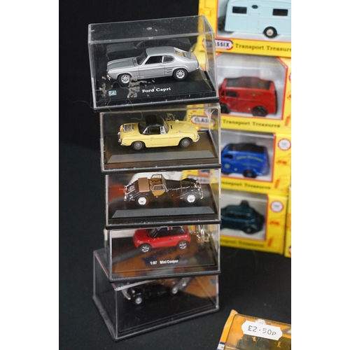 86 - Around 58 boxed / carded small scale diecast & plastic models to include Classix, Base Toys, Minitan... 