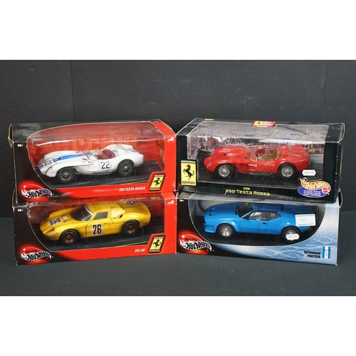 92 - Four boxed Mattel Hot Wheels diecast models to include 3 x Ferrari (1958 250 Testa Rossa, 250LM & 25... 