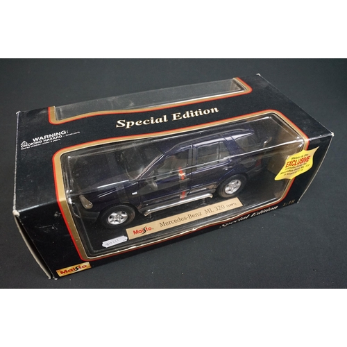 99 - 10 Boxed Maisto Special Edition 1/18 diecast models to include Mercedes Benz ML320 (1997), 1971 Chev... 
