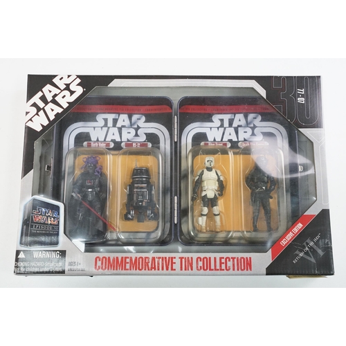 240 - Star Wars - 13 Boxed Star Wars figures to include Hasbro Commemorative Tin Collection (Darth Vader, ... 