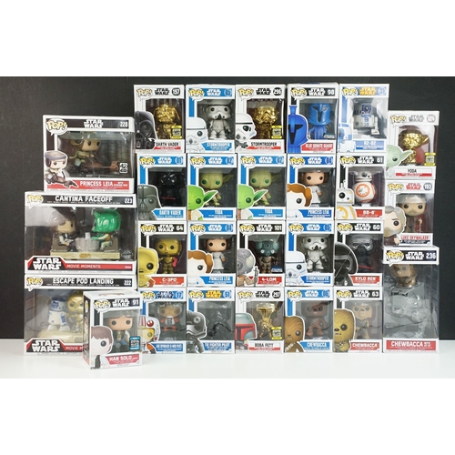 244 - Star Wars - 27 boxed Star Wars Funko Pop! figures featuring 222 Escape Pod Landing, 223 Cantina Face... 