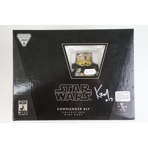 247 - Star Wars - Three boxed Gentle Giant Star Wars Mini Busts to include Commander Bly signed to box (Co... 