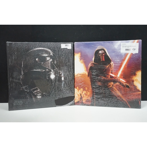 251 - Star Wars - 14 framed canvas Star Wars prints featuring Millennium Falcon Blueprints, Kylo Ren Fire,... 