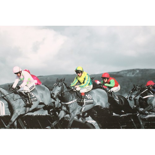 487 - Collection of four horse racing photographic prints mounted to board