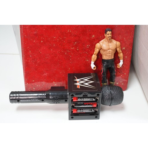 226 - Collection of TV Related figures, collectibles and ephemera featuring WWE/WWF (figures, mic, etc), t... 