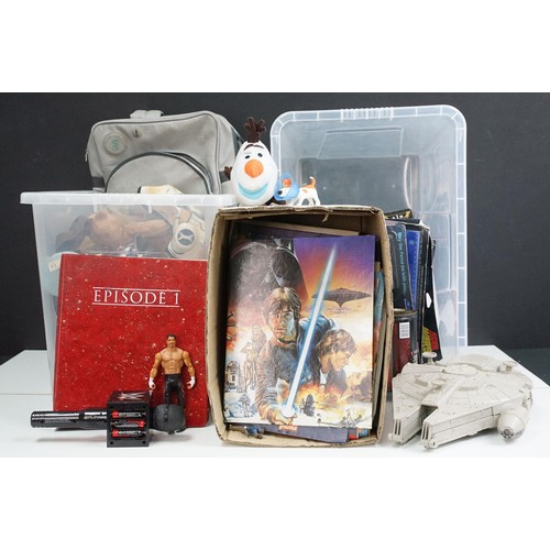 226 - Collection of TV Related figures, collectibles and ephemera featuring WWE/WWF (figures, mic, etc), t... 