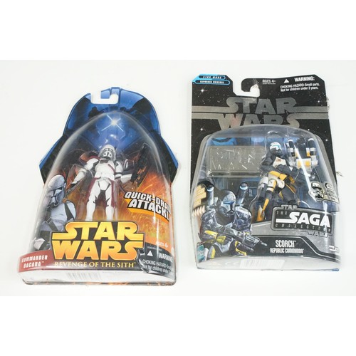 228 - Star Wars - 20 Carded Star Wars figures featuring The Saga Collection Power Droid, Silver Saga 2004 ... 