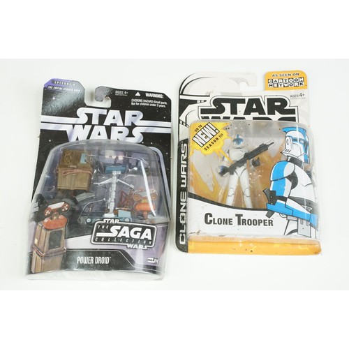 228 - Star Wars - 20 Carded Star Wars figures featuring The Saga Collection Power Droid, Silver Saga 2004 ... 