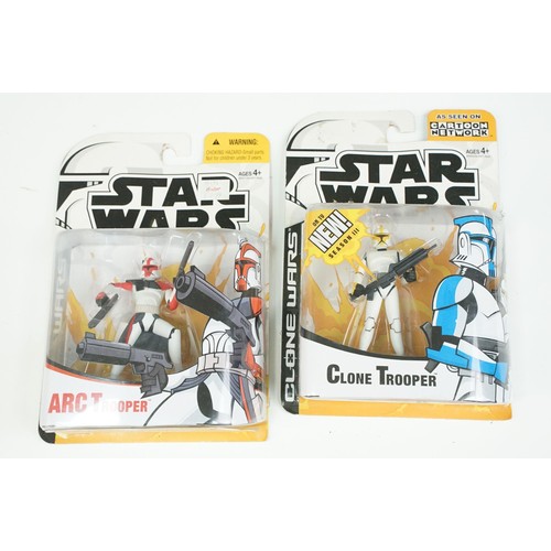 228 - Star Wars - 20 Carded Star Wars figures featuring The Saga Collection Power Droid, Silver Saga 2004 ... 