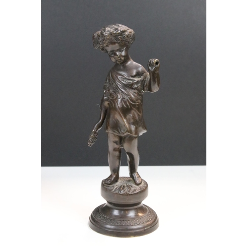 102 - Two child figure bronze statue sculptures, tallest 25cm