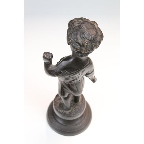 102 - Two child figure bronze statue sculptures, tallest 25cm