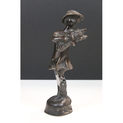 102 - Two child figure bronze statue sculptures, tallest 25cm