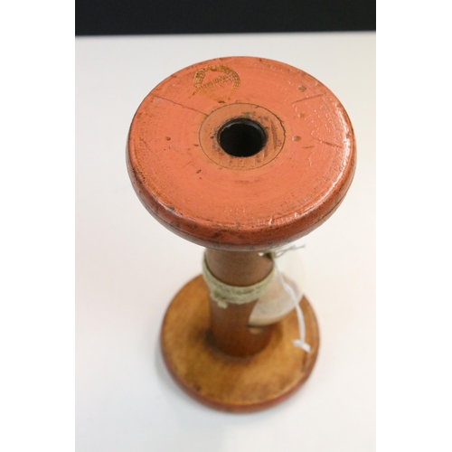 107 - Vintage cotton mill bobbin egg timer, 18cm high