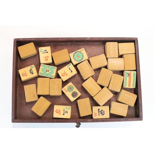 115 - Early 20th century Mahjong set in handled wooden box with drawers