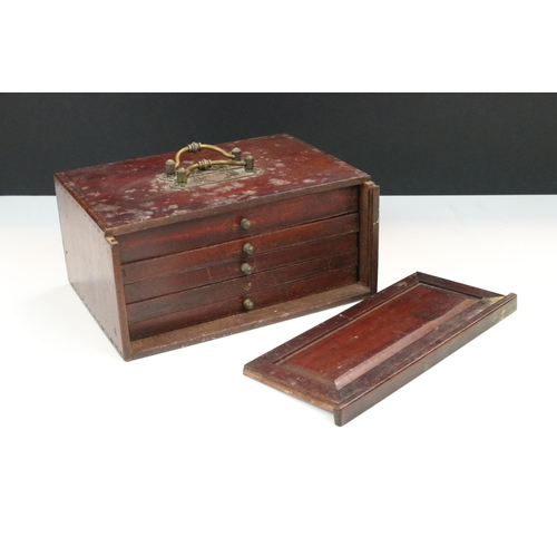 115 - Early 20th century Mahjong set in handled wooden box with drawers