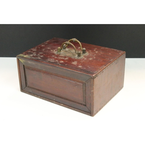 115 - Early 20th century Mahjong set in handled wooden box with drawers