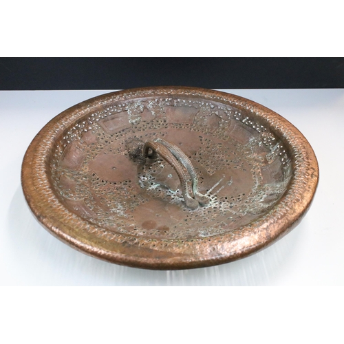 119 - Persian fine detailed copper arm shield, diameter 42cm