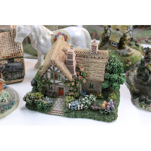 75 - Large collection of ceramic cottages to include Leonardo, Christopher Wren and Lilliput Lane example... 