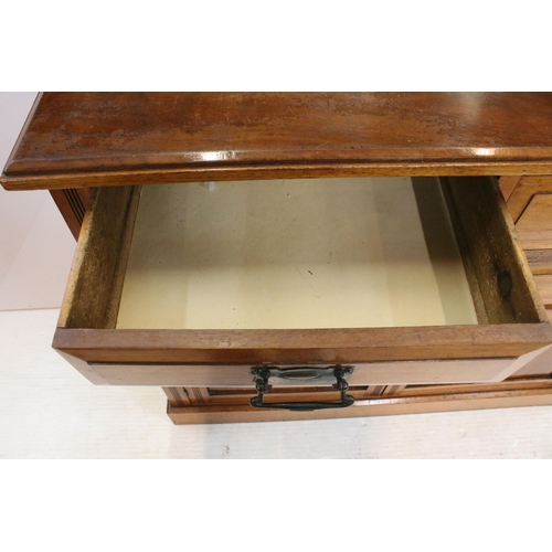 621 - 19th Century Victorian mahogany sideboard having twin cupboard doors below two drawers raised on pli... 