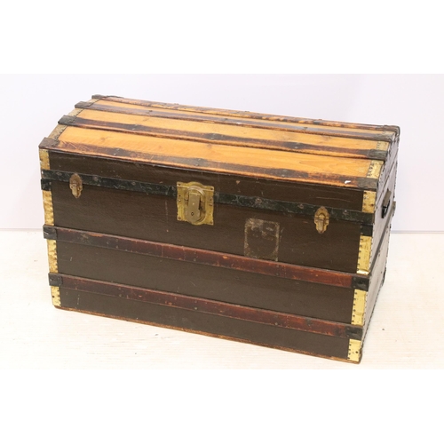 609 - Early 20th century dome topped cabin trunk, 56cm high x 91.5cm wide x 51cm deep`