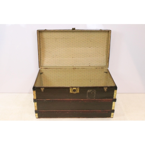 609 - Early 20th century dome topped cabin trunk, 56cm high x 91.5cm wide x 51cm deep`