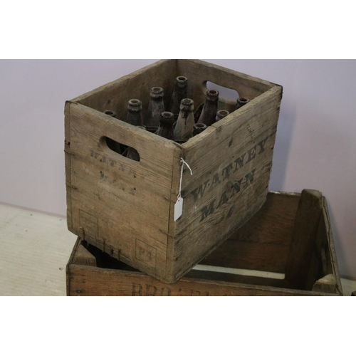 619 - Group of four vintage advertising crates including Danish Blue Cheese. Largest measures 55cm wide.