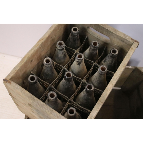 619 - Group of four vintage advertising crates including Danish Blue Cheese. Largest measures 55cm wide.