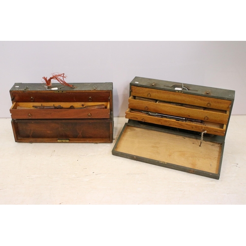 353 - Two vintage tool boxes with drawers, contents to include hammers, lathes, planes, various and A.Glov... 