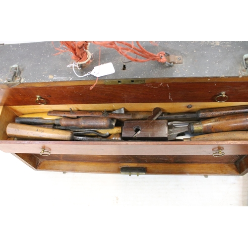 353 - Two vintage tool boxes with drawers, contents to include hammers, lathes, planes, various and A.Glov... 